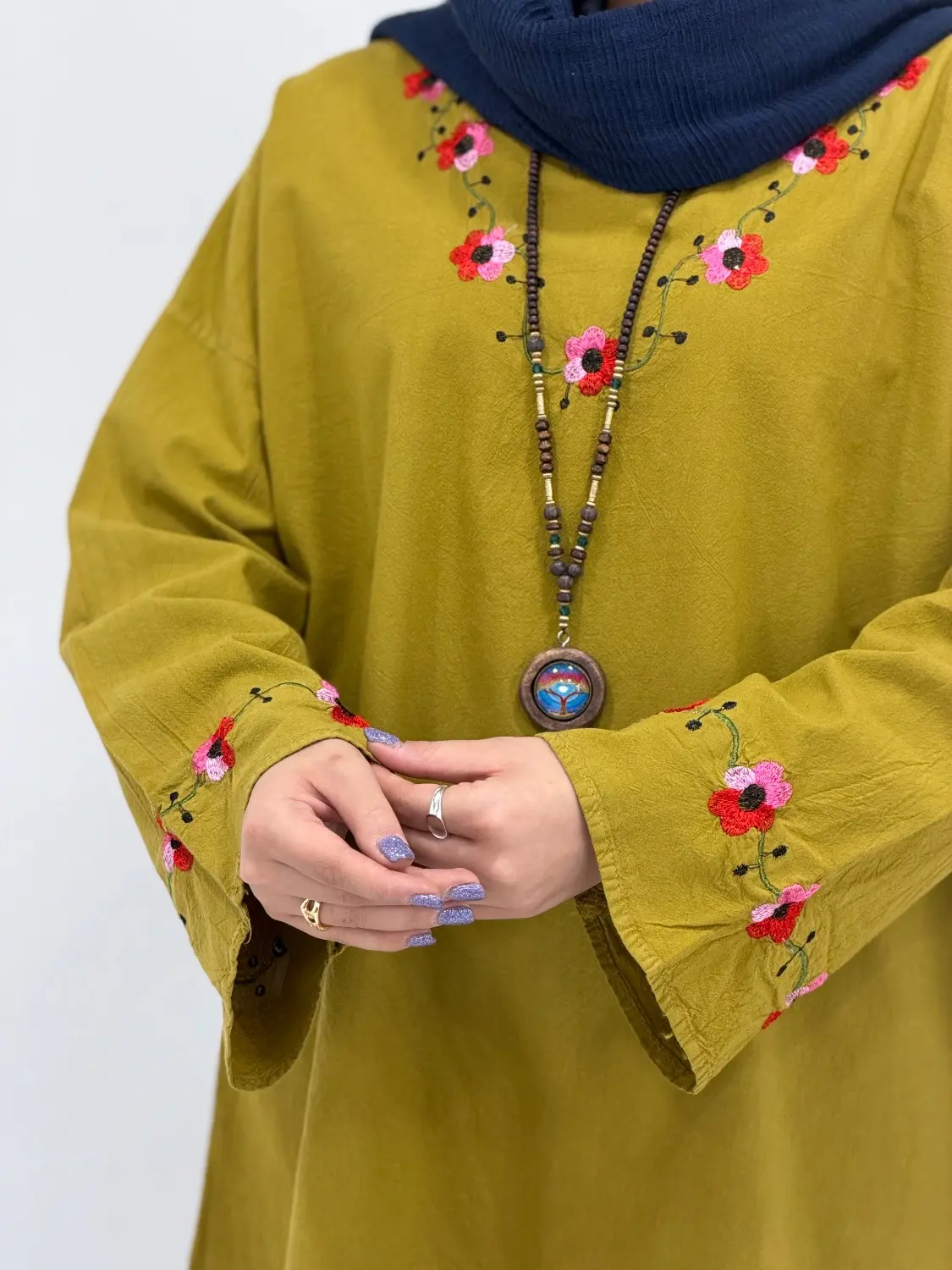 مانتو لینن گلدوزی نرگس کد 5953